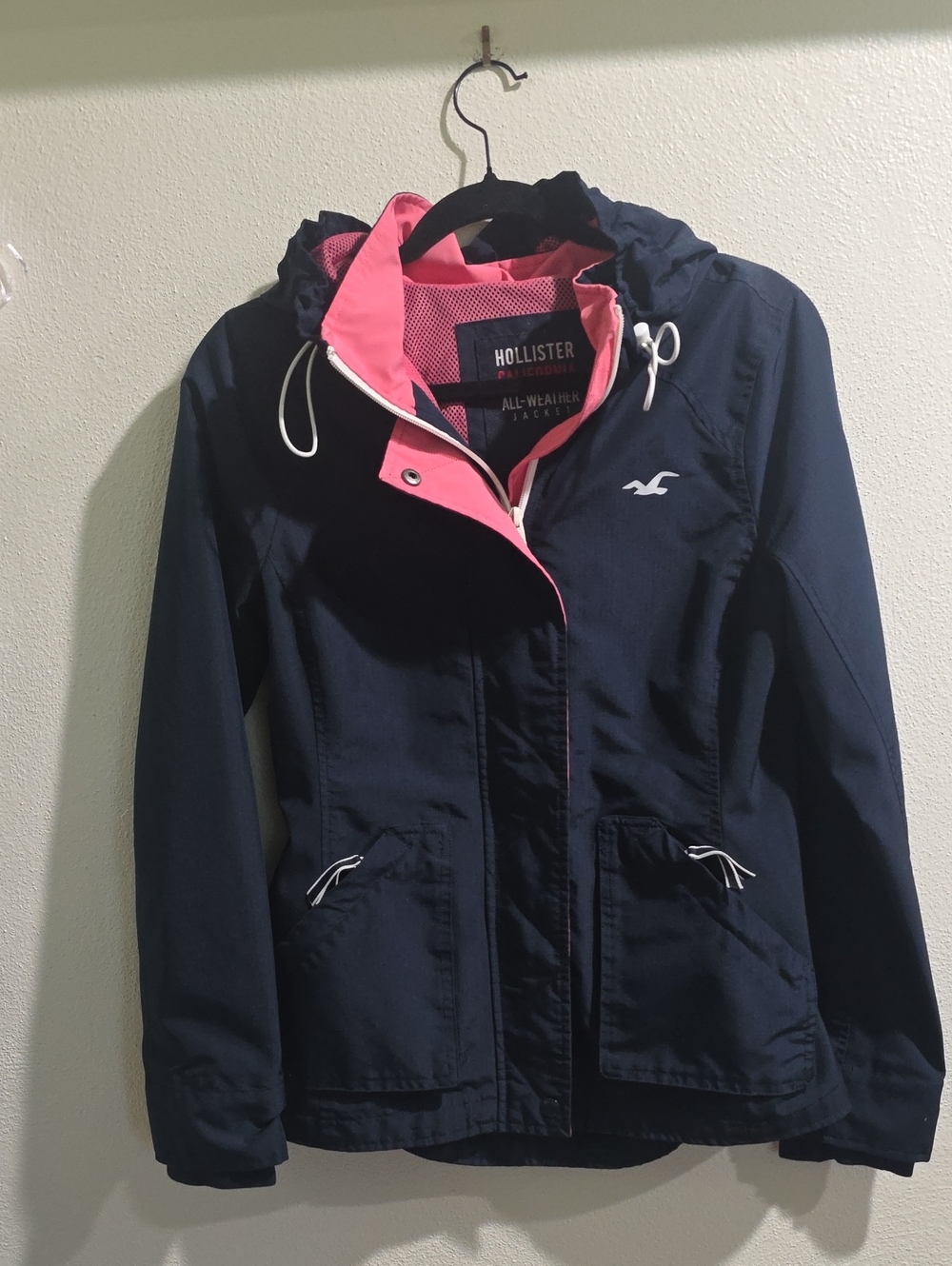 Hollister All Weather Hooded Navy & Pink Jacket